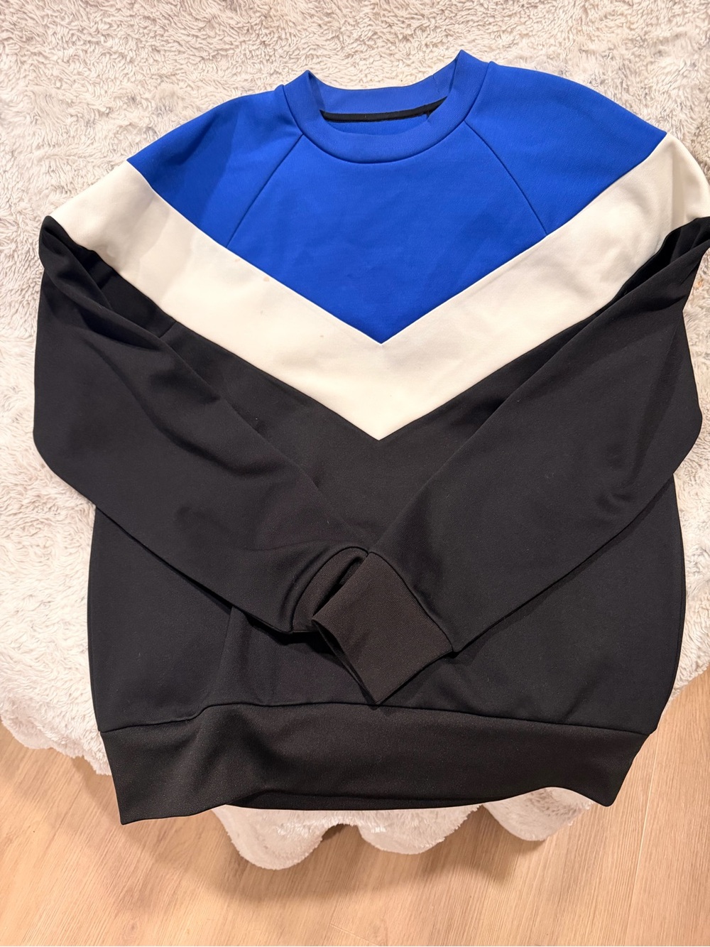 rag & bone Blue White Black Chevron Crewneck Sweater